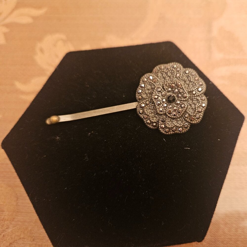 Vintage Black Rhinestone Hair Clip